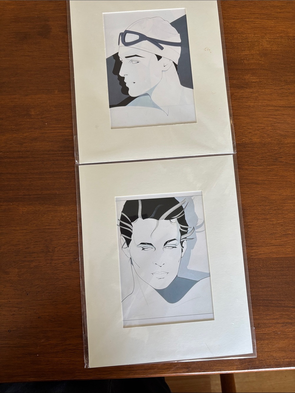 Set of 2 Patrick Nagel Art Prints Mounted & Matted Ready for Framing 8x10